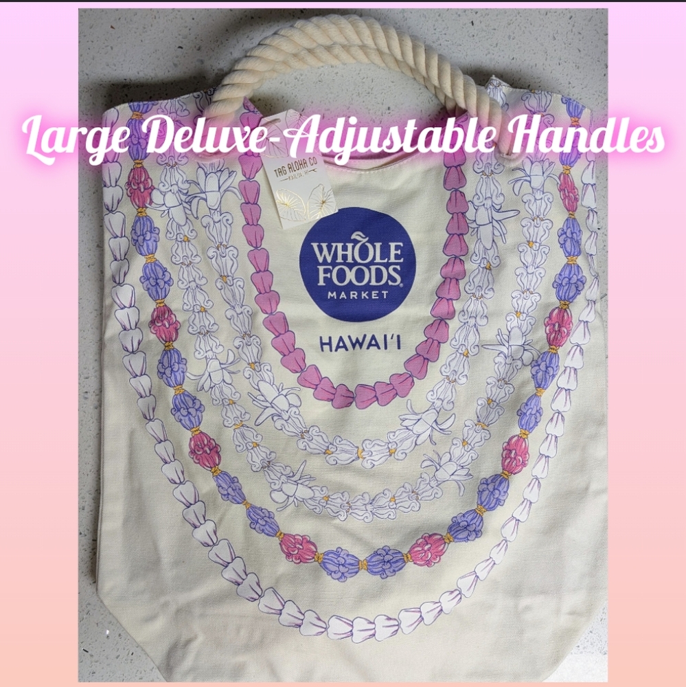 Whole Foods Large Deluxe Crown Flower Lei Tote Bag Hawaii Exclusive
